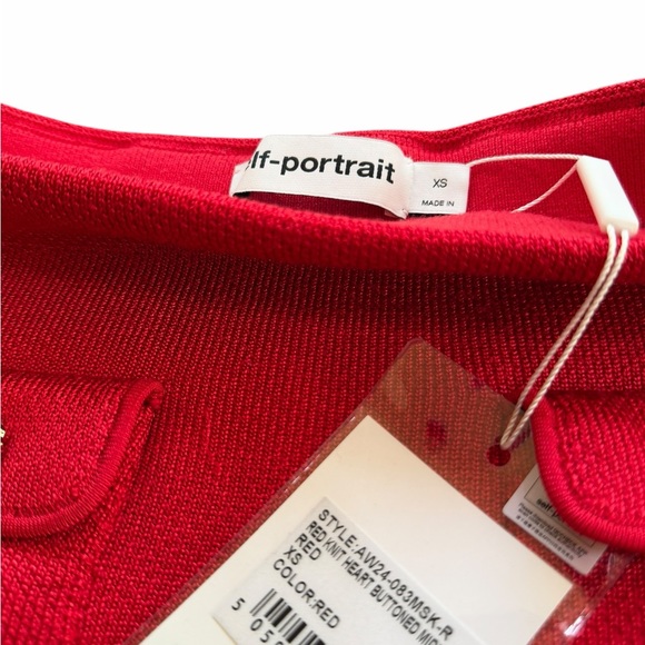 Self-Portrait Knit Red Skirt with Button Details - Picture 3 of 5